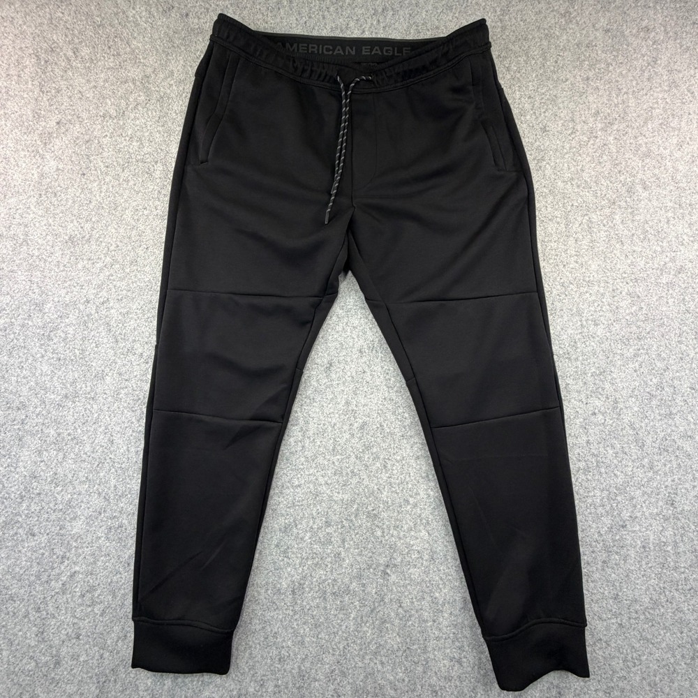 American Eagle Mens XL 24/7 Jogger Pants Black Activewear Drawstring Tapered